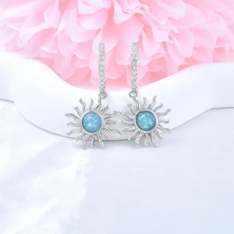 Personalized Ethnic Style Turquoise Sun Pendant Earrings